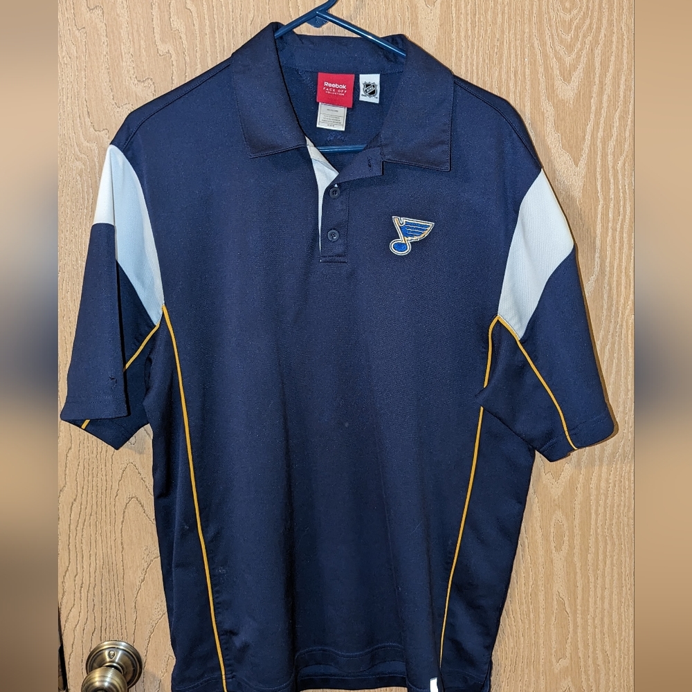 STL NHL Blues Reebok Face Off Collection Polo - Men's Medium